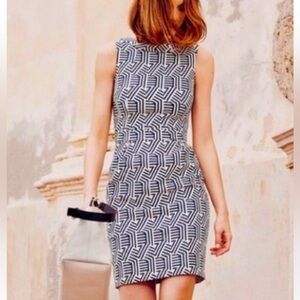 Boden Size 6R Martha Blue White Geometric Shift Dress